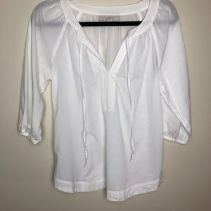 LOFT White Cotton Peasant Blouse Size XS